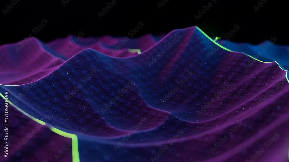 custom made wallpaper toronto digitalAbstract Wavy Geometric Terrain With Neon Edges On Black Background