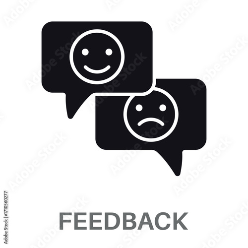 Feedback Silhouette Glyphs Concept Simple Style Design Vector