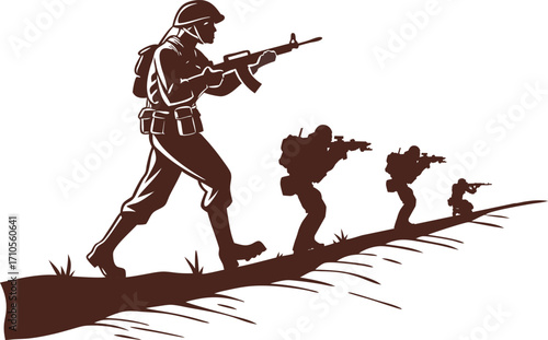 Silhouette of a cowboy drawing with a gun, a black and white vector illustration of a man on a horse