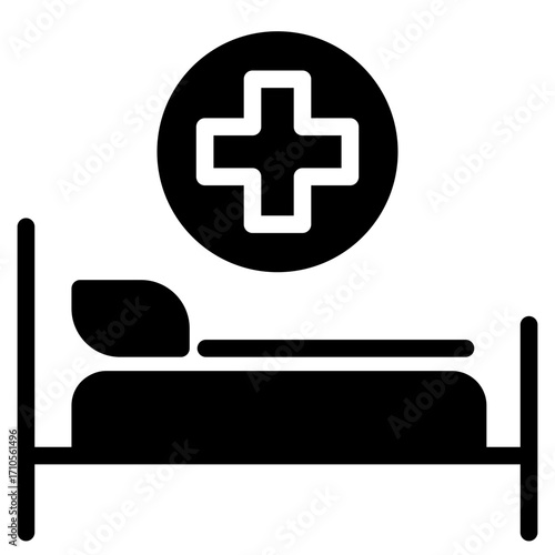 Hospital bed  icon glyph style vector illustration
