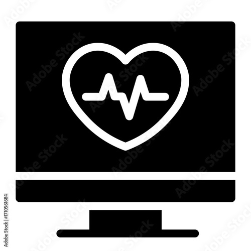 Pulse graph  icon glyph style vector illustration