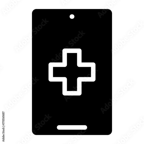 Mobile health app icon glyph style vector illustration