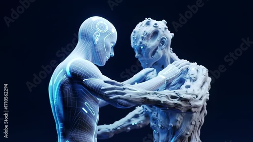Futuristic android and alien
