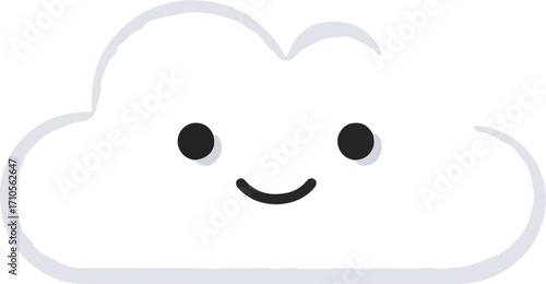 A happy cartoon cloud with a smiling face.
