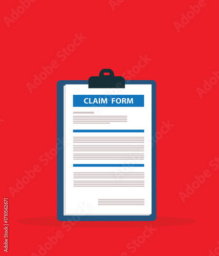 Clipboard claim form. Online claim form. Vector illustration
