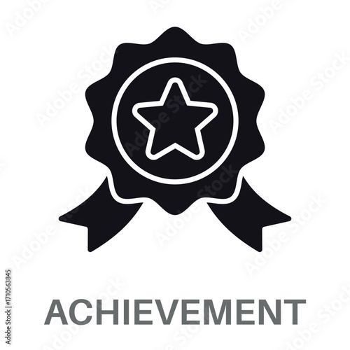 Achievement Silhouette Glyphs Concept Simple Style Design Vector