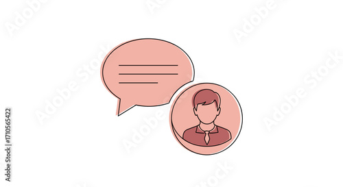 Illustration of a man with a speech bubble indicating communication chat