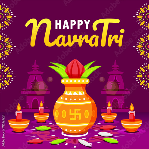 Happy Navratri Celebrations greetings illustration vector 
