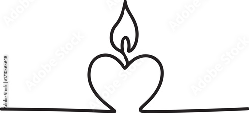 Burning Candle One Line Drawing Vector Illustration