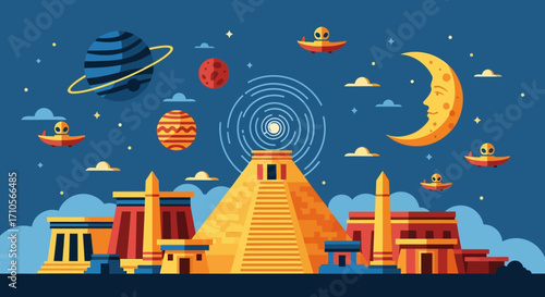 Ancient Civilizations and Space Exploration Fusion.