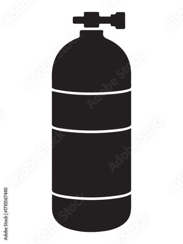 Scuba diving tank silhouette isolated on white background