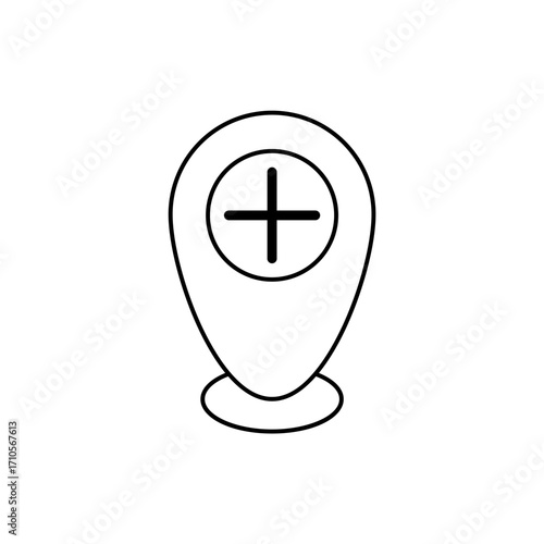 Location icon outline editable stroke line drawing eps.