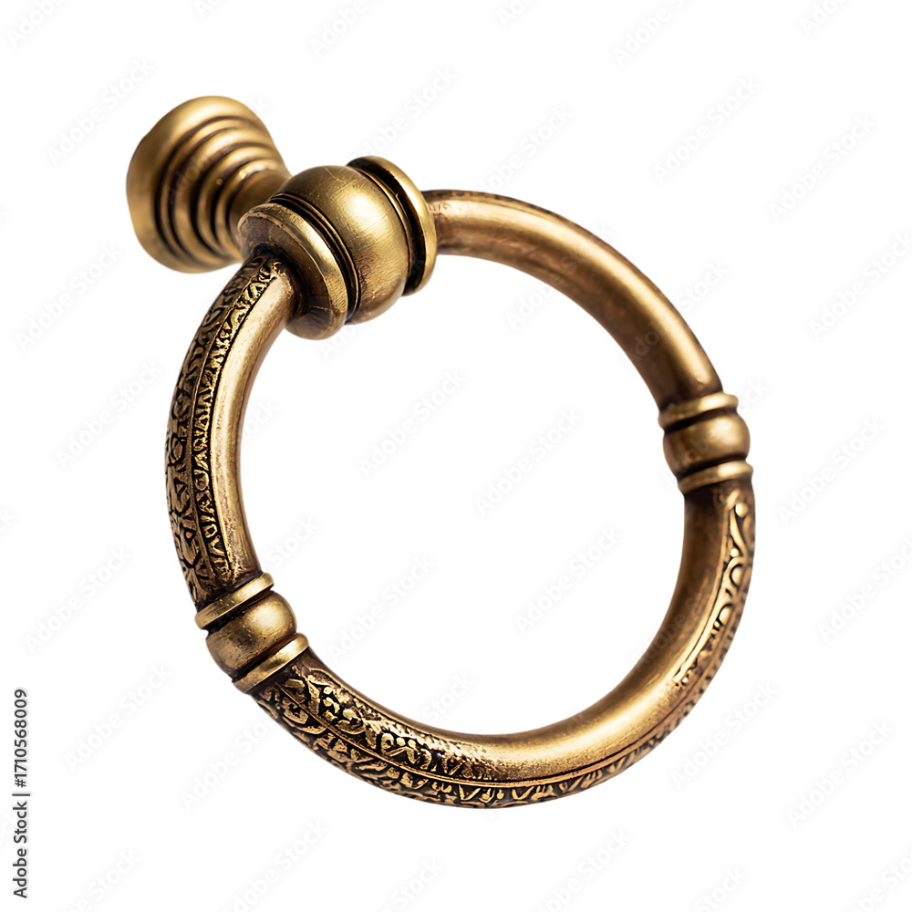 Fototapeta premium Ornate gold ring door pull handle detail closeup elegant design