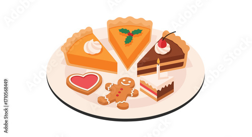 Assorted Thanksgiving desserts on a plate.