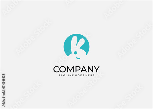 Creative Blue Circle Bunny Vector Logo Design with Minimalist Modern Style, Cute Rabbit Silhouette Icon for Brand Identity, Digital Artwork, and Exclusive Graphic Projects.