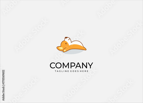 Cute Corgi Dog Cartoon Illustration – Adorable Sleeping Puppy Logo, Funny Pet Character Design, Playful Animal Mascot for Kids, Stickers, Merch, Branding and Creative Decoration.