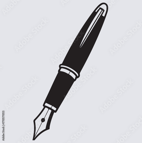 ink pen silhouette vector art illustration, fountain pen vector