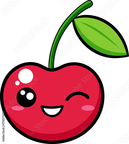  Cherry, winking vector icon , white background
