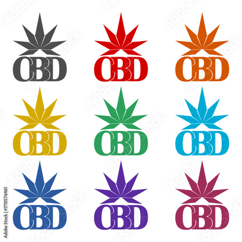 CBD  icon isolated on white background. Set icons colorful