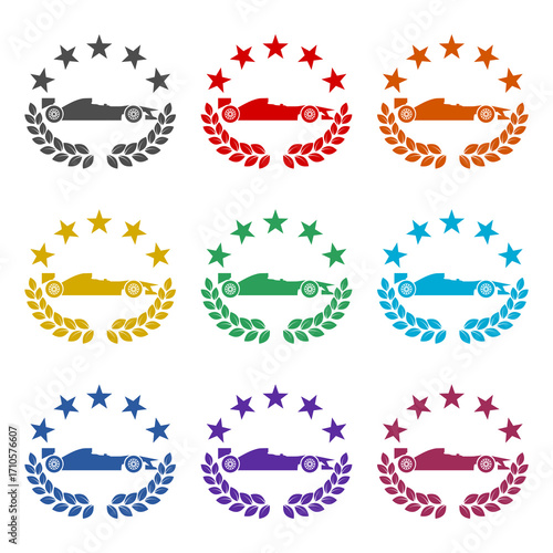 Formula one  icon isolated on white background. Set icons colorful