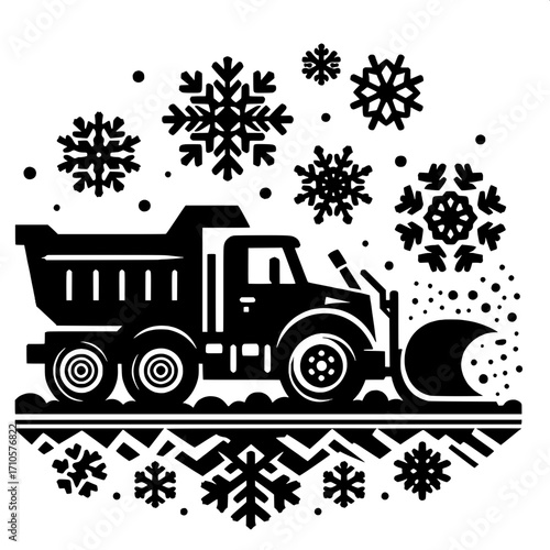 Black and White Road Plowing Truck Graphic