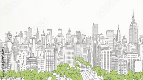 Cityscape drawing outline