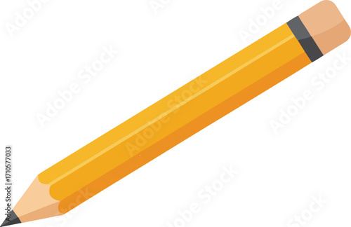 A yellow pencil with a gray eraser and graphite tip.