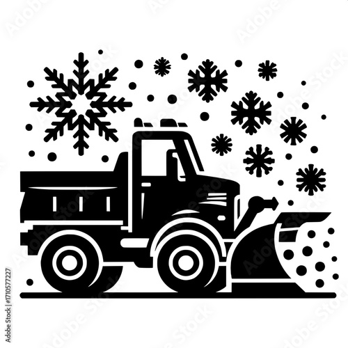 Black and White Road Plowing Truck Graphic