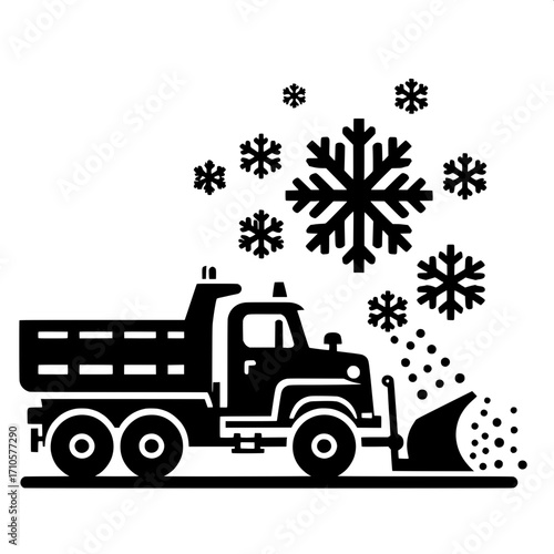 Black and White Road Plowing Truck Graphic