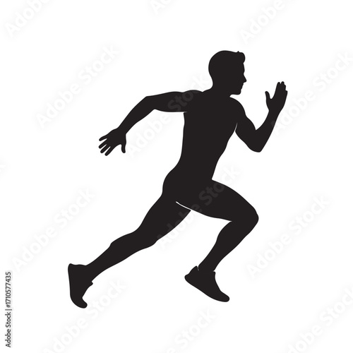 “Silhouette of Active Male Runner in Motion – Fitness and Sport Vector”