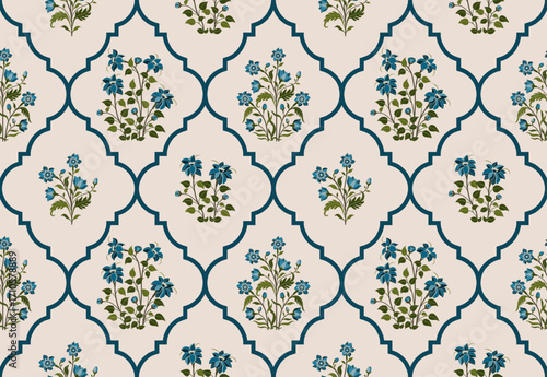 Vector Hand drawn colourful geometric flowers Motifs African boho paisley, seamless patterns with floral for fabric Ethnic Indian Pattern, textiles, clothing, wrapping paper, backdrop, banner.
