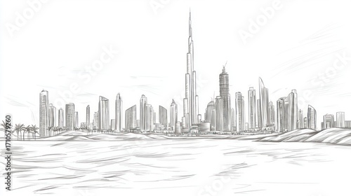 Cityscape sketch illustration