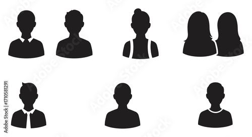 Group of diverse anonymous silhouettes representing people and community interaction