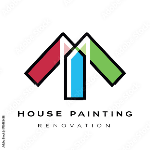 House Painting and Renovation: A stylized graphic depicting house painting and renovation services.