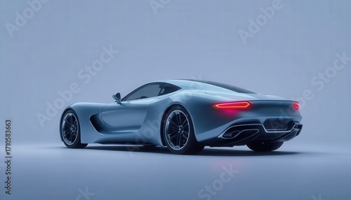 Futuristic Luxury Sports Car with Neon Lights on Minimal Background