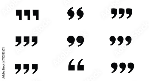Variations of quotation marks in black against a white background displayed