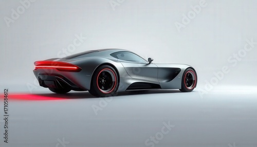 Futuristic Luxury Sports Car with Neon Lights on Minimal Background