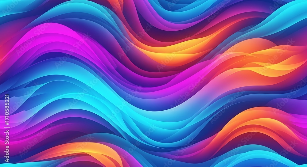 Fototapeta premium Fluid, abstract waves of bright, swirling colors like blue, yellow, and orange background