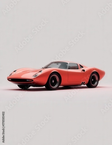 Futuristic Luxury Sports Car with Neon Lights on Minimal Background
