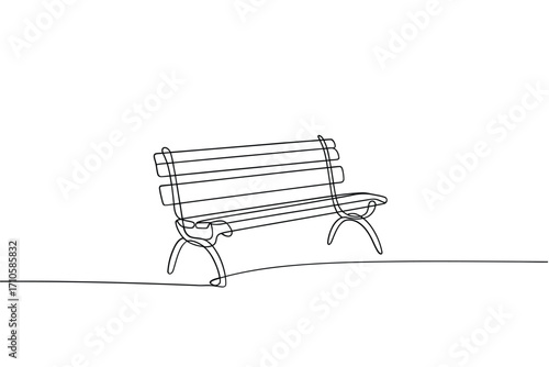 Minimalist line drawing of an empty park bench