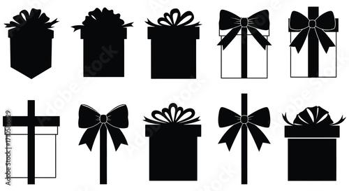 Collection of elegantly designed gift boxes with ribbons and bows illustration