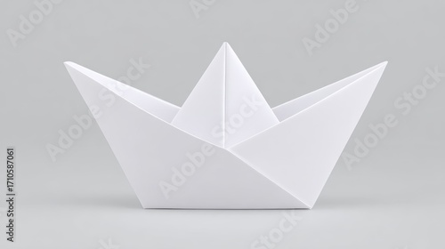 Wallpaper Mural Minimalist white origami paper boat on grey background Torontodigital.ca