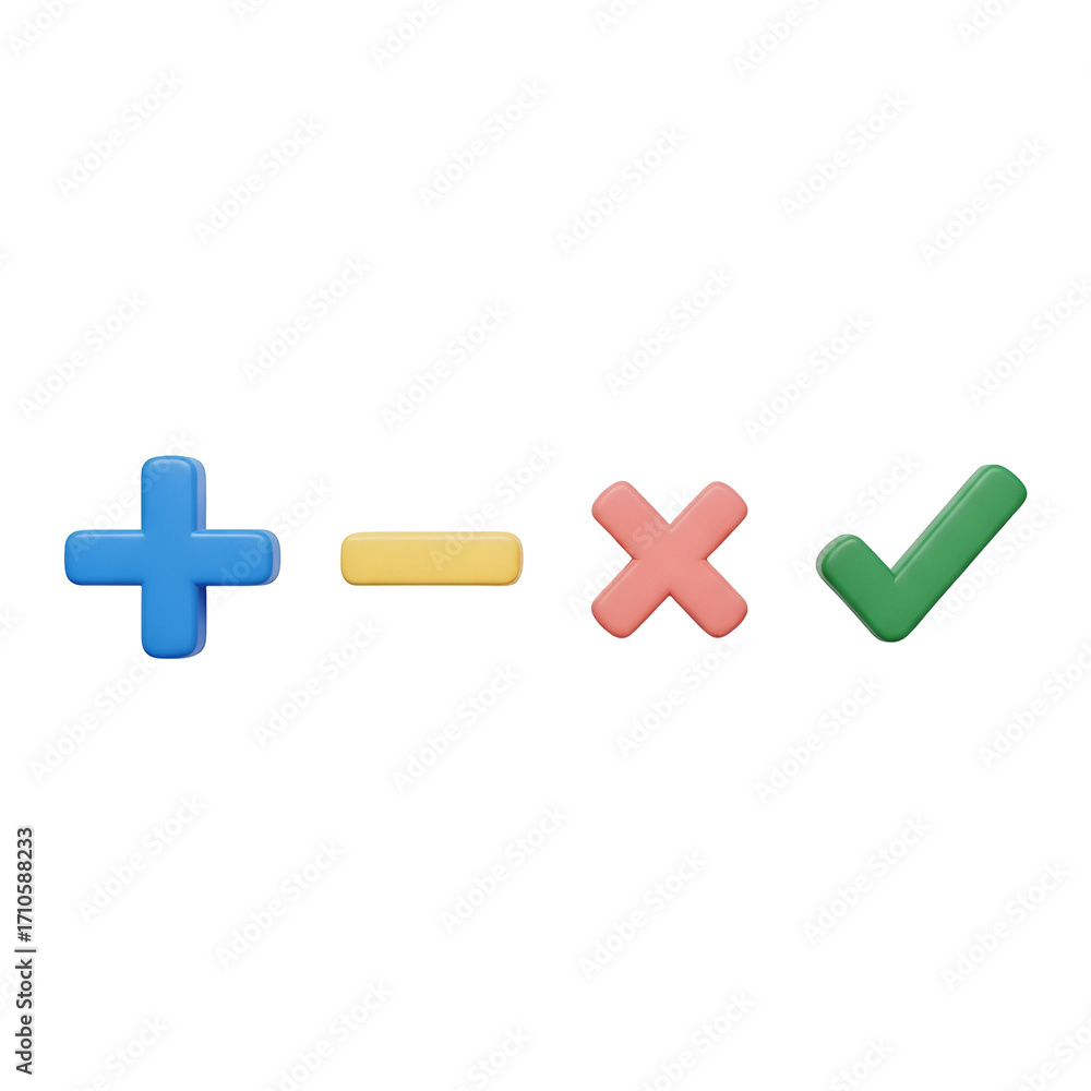 Obraz premium Basic Math Symbols Plus Minus Multiply Divide Checkmark