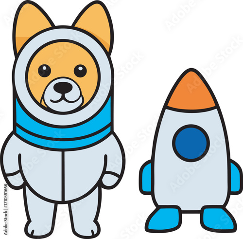 Adorable cartoon corgi dog illustration wearing a festive hat