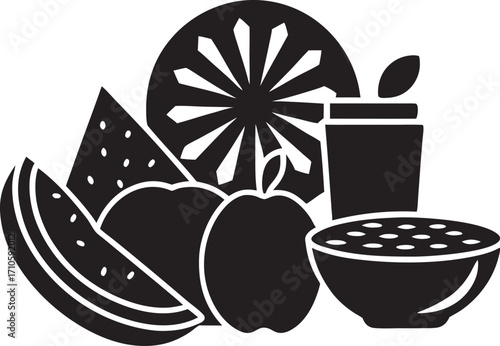 Diverse food silhouette collection for design projects