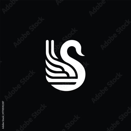 Minimalist Swan Logo Design in Black and White
