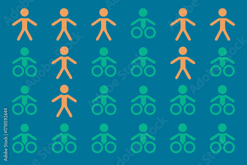 Diverse group of stylized people engaged in various activities