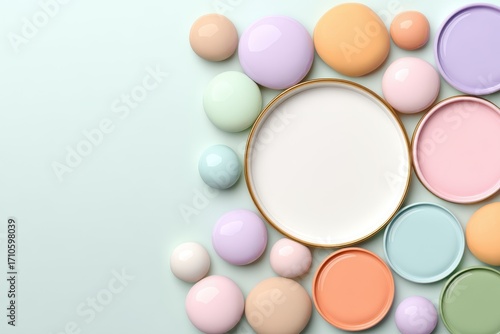  Color polish gel nail aesthetics background. Aesthetic Pastel Gel Polish Palette with Color Blobs in Soft Tones for Creative Inspiration