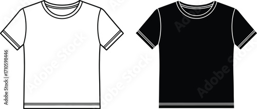 White and black t shirt template design apparel mockup vector