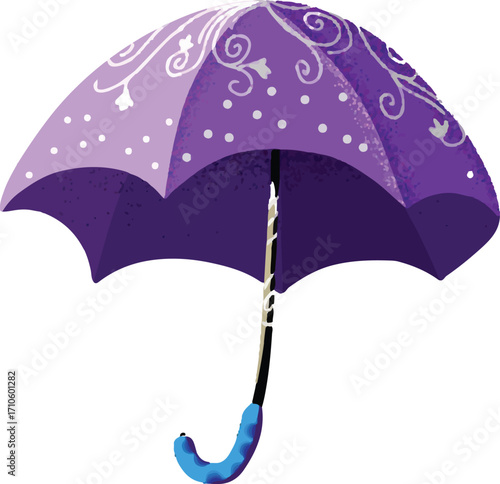 Purple Umbrella with Floral Decorative Pattern